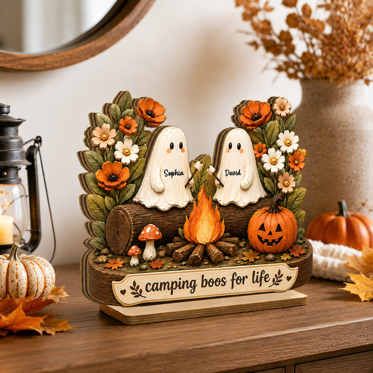 Camping Boos For Life - Personalized 2-Layered Wooden Plaque - Halloween Decor Gift, Gift For Couple