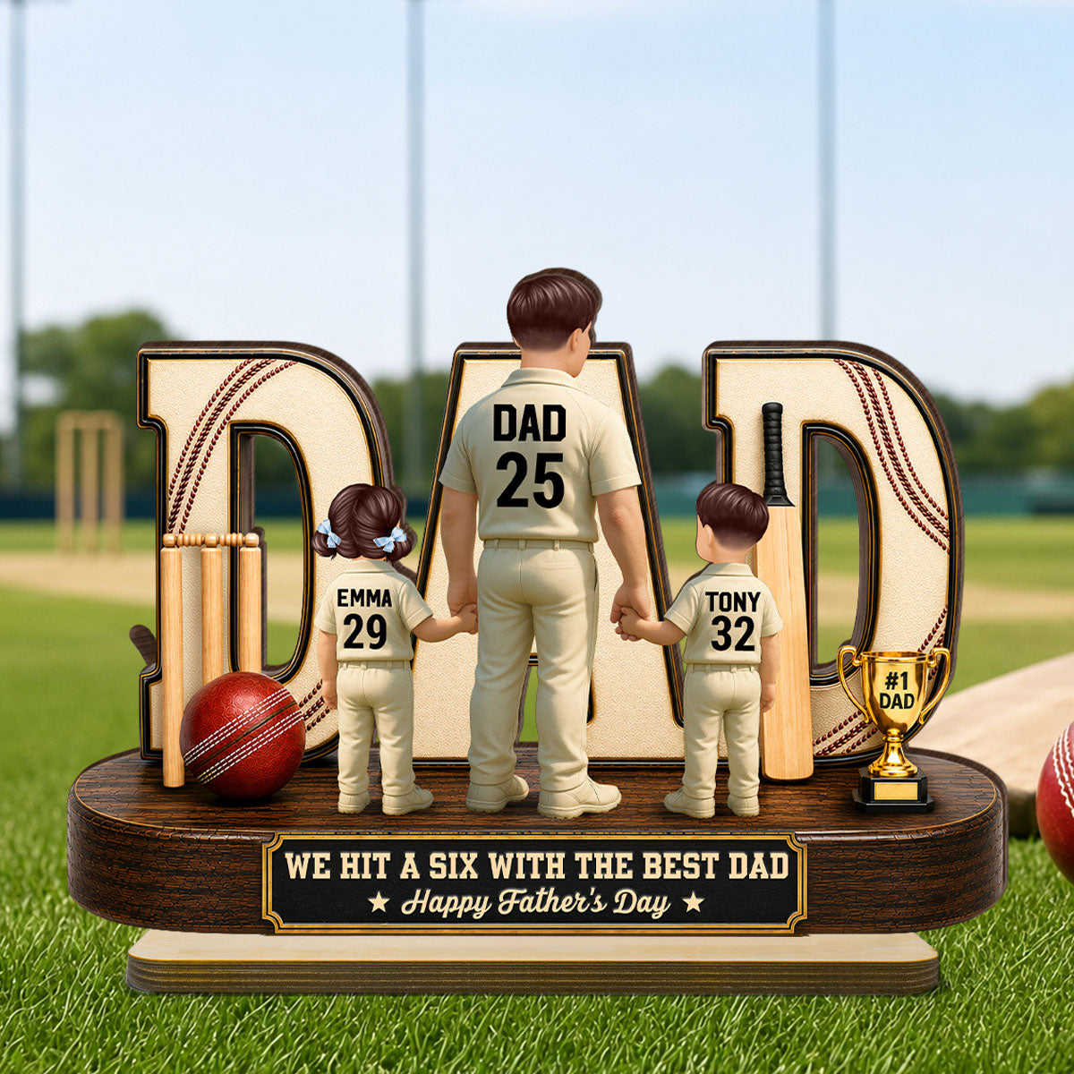 Cricket Dad Legend Hit A Six With The Best Dad - Personalized 2-Layered Wooden Plaque -  Gift For Dad, Husband, Cricket Lovers