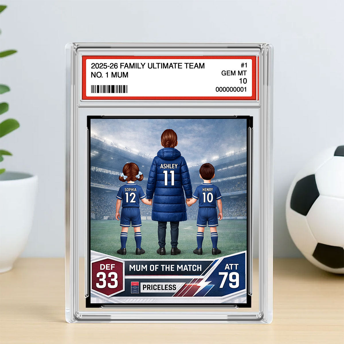 Football Mum Trading Card Style - Personalised Acrylic Block Plaque - Gift For Football Mum