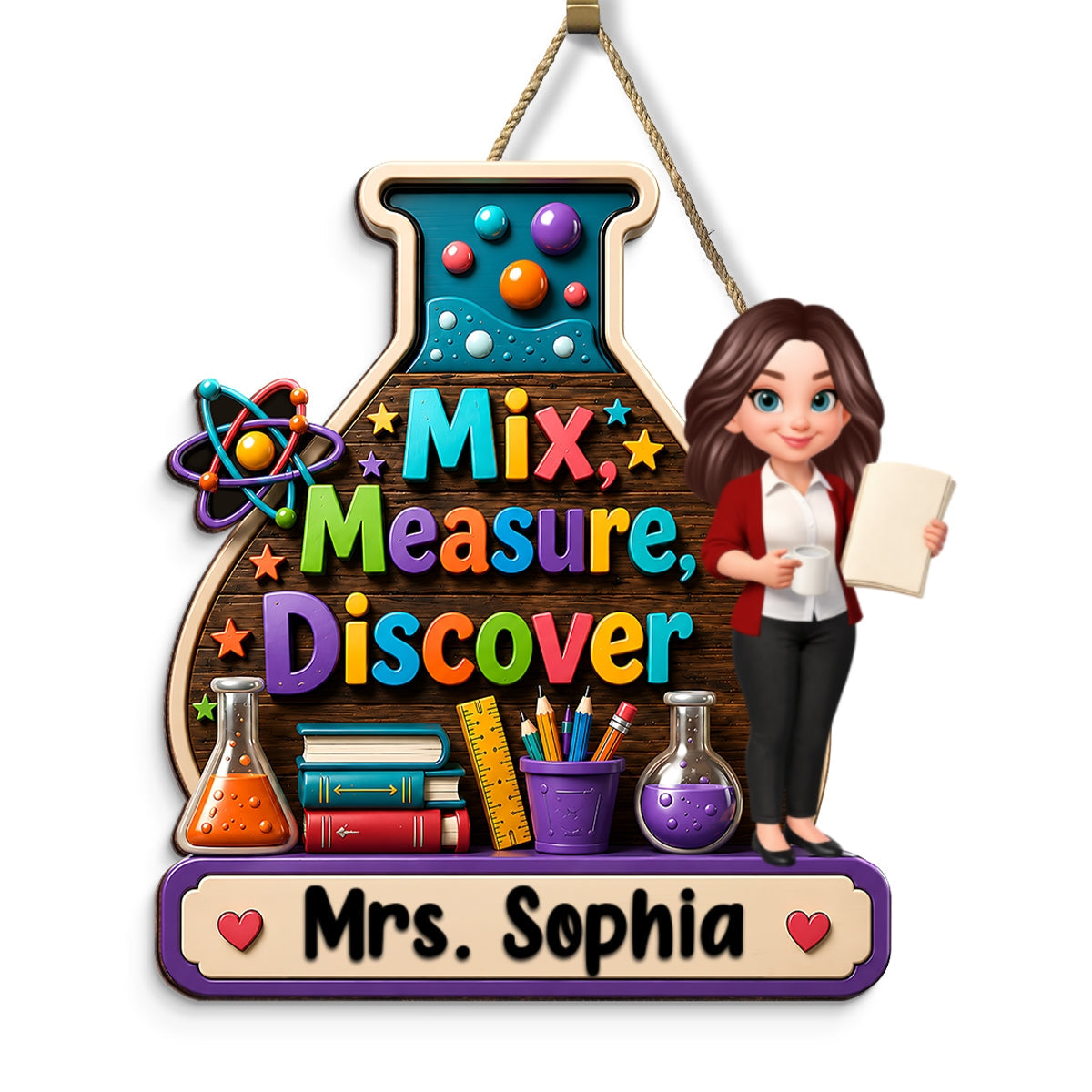 Mix Measure Discover Classroom - Personalized Wood Sign - Back To School Gift For Teacher, Classroom Decor