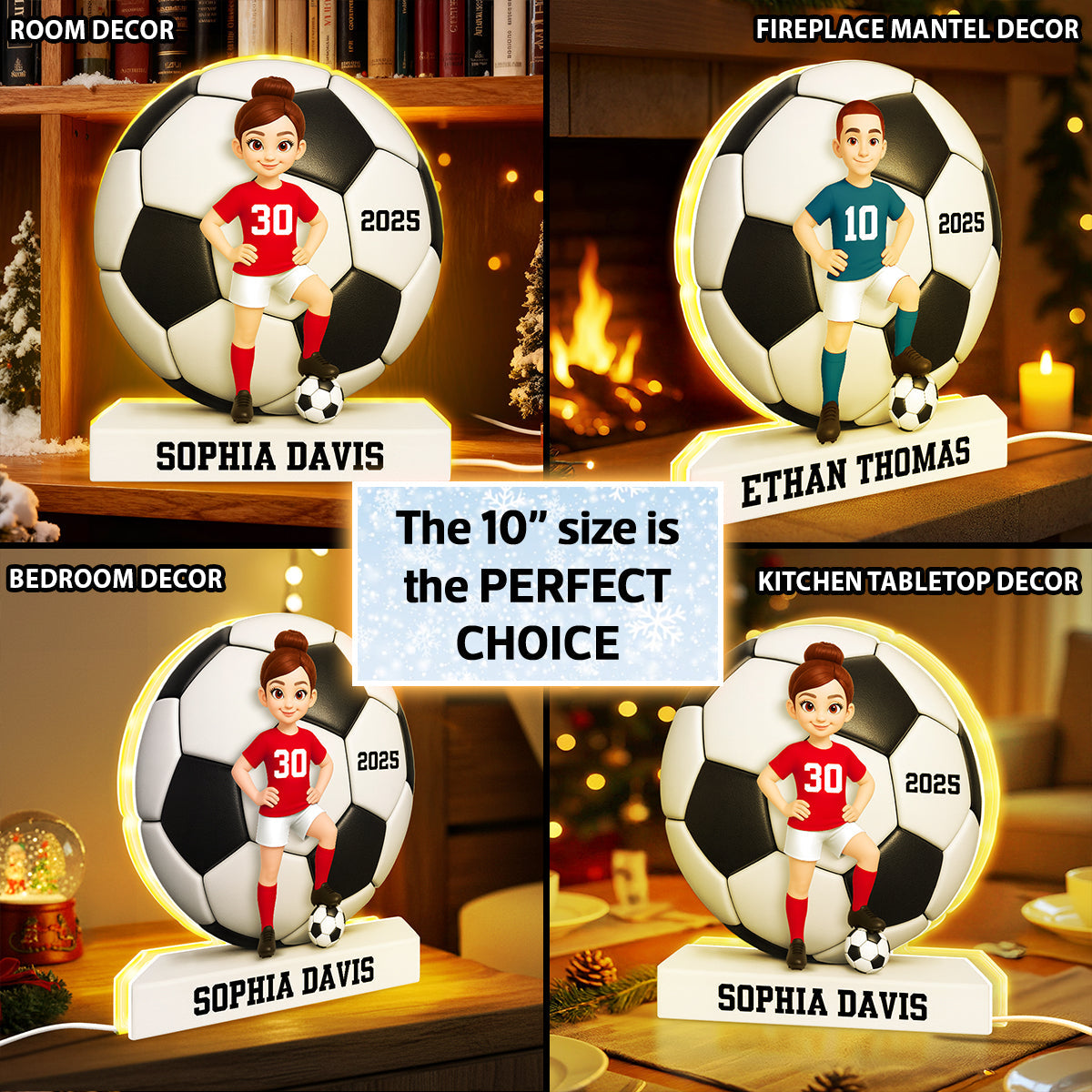 Soccer Boy Girl 3D Effect - Personalized Light Box - Christmas Gift for Teen Boy Girl Daughter Son