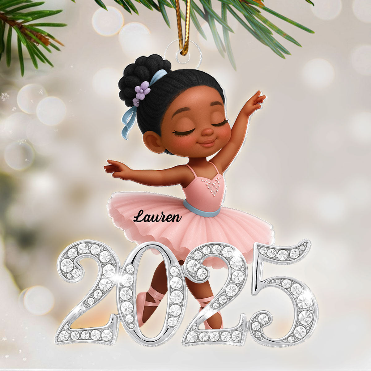 2025 Shining Effect Ballerina Girl - Personalized Acrylic Ornament - Christmas Gift for Kids, Grandkids