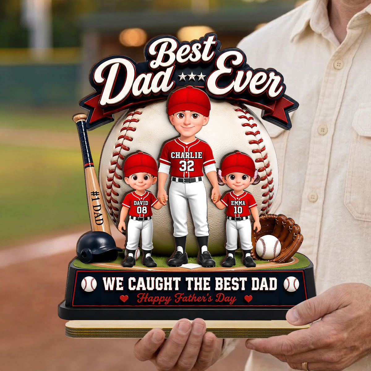 The Home Run Hero Dad Baseball - Personalized 2-Layered Wooden Plaque - Heartfelt Gift For Dad, Husband