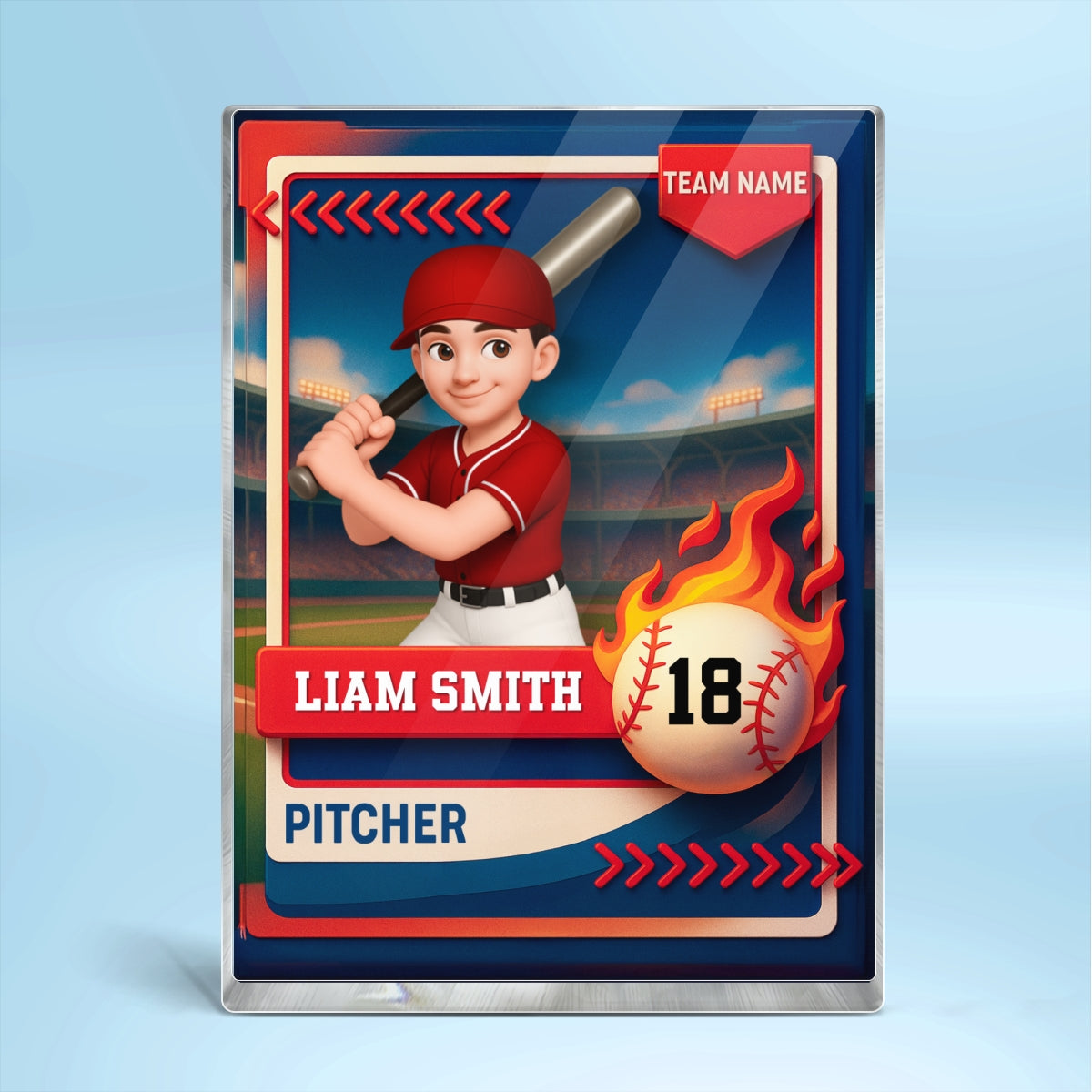 Baseball Trading Card - Personalized Acrylic Block Plaque - Christmas Gift for Son, Daughter, Grandkid