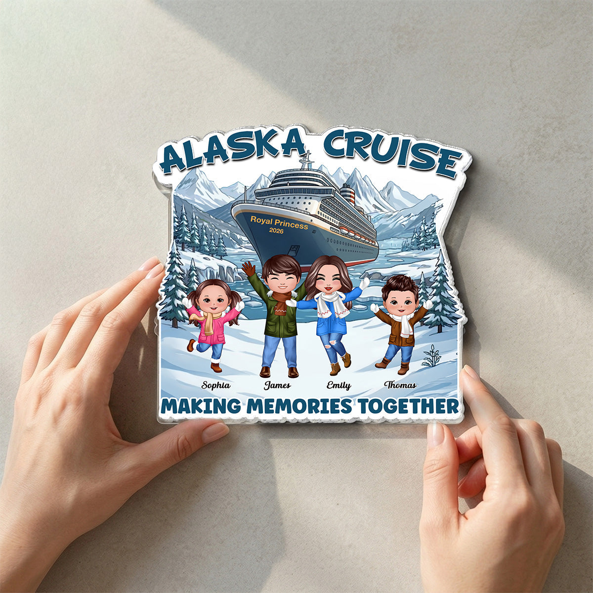 Alaska Cruise Happy Family - Personalized Cruise Cabin Door Magnet - Family Cruise Trip Keepsake