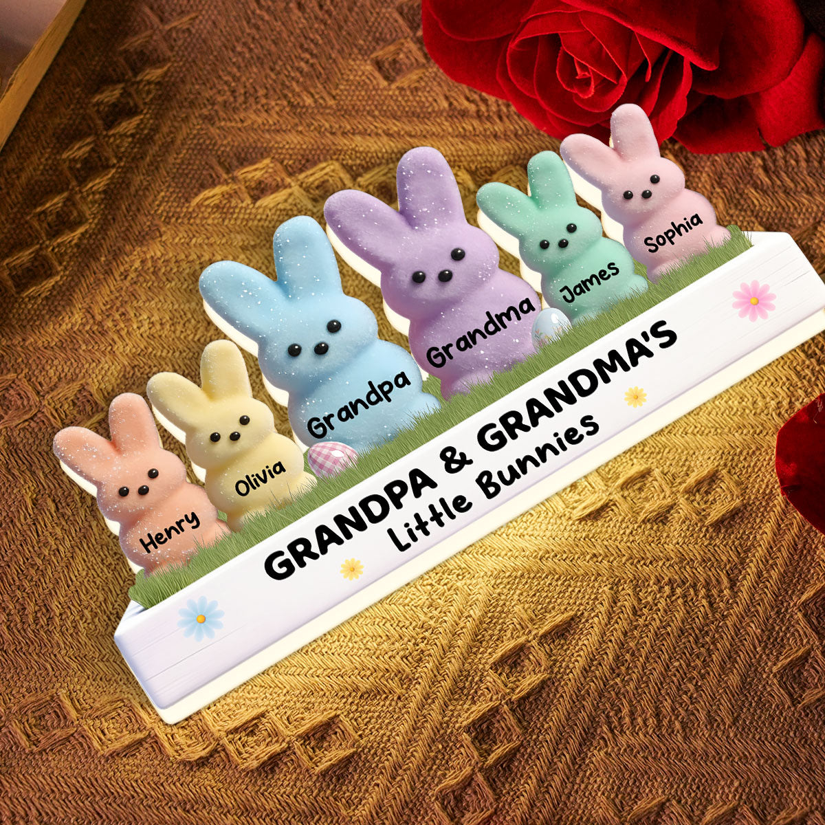 Easter Grandma & Grandpa Little Bunnies - Personalized Light Box - Gift For Grandparents, Easter Decoration