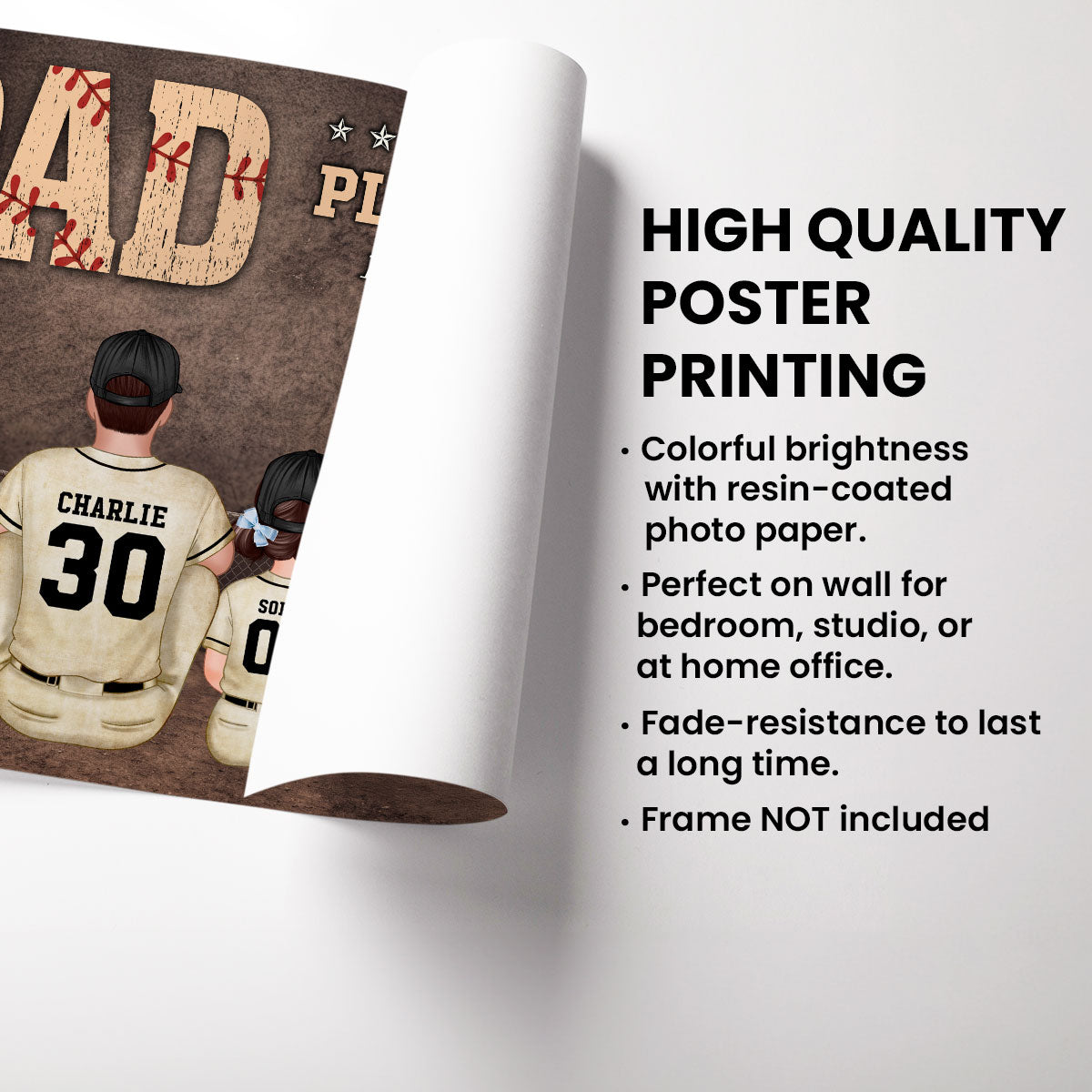 Baseball Dear Dad Thank You - Personalized Poster - Father's Day Gift For Baseball Dad, Husband