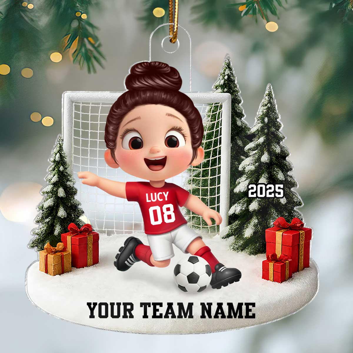 3D Effect Kid Soccer Player - Personalized Acrylic Ornament - Gift For Soccer Lovers, School Soccer Team