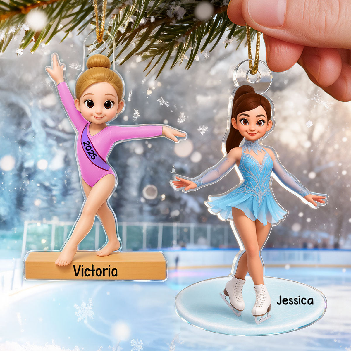 Little Sports Star - Figure Skating - Personalized Acrylic Ornament - Christmas Gift for Son, Daughter, Grandson, Granddaughter