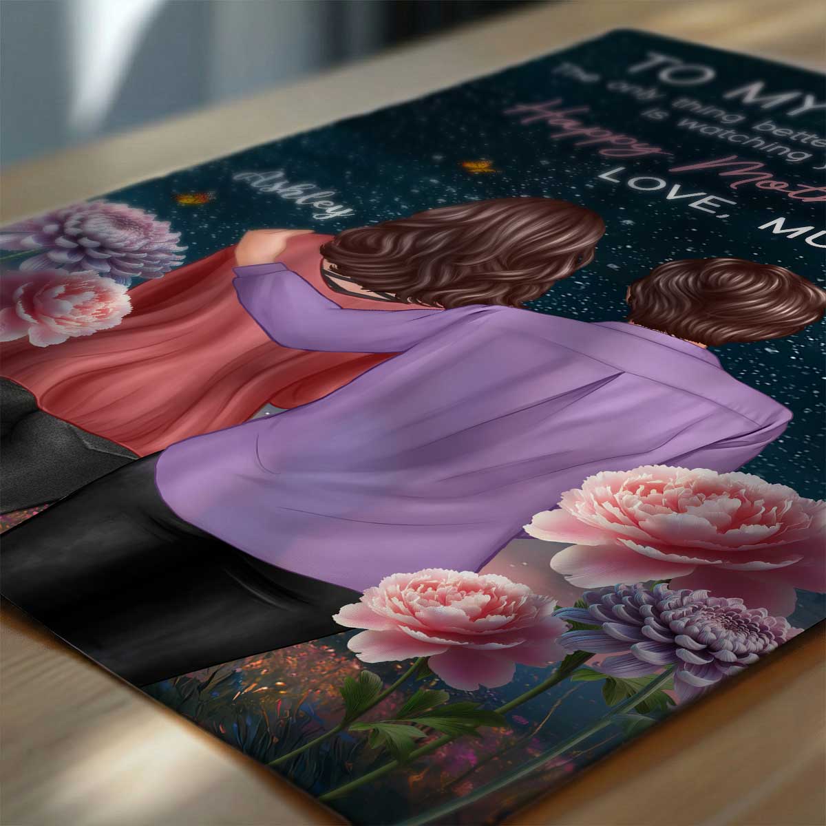To My Daughter From Mum Happy Mother's Day Birth Flower Beautiful Hill At Night - Personalised Poster