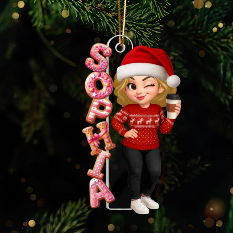 Custom Name Gingerbread Alphabet - Personalized Acrylic Ornament - Christmas Gift for Besties