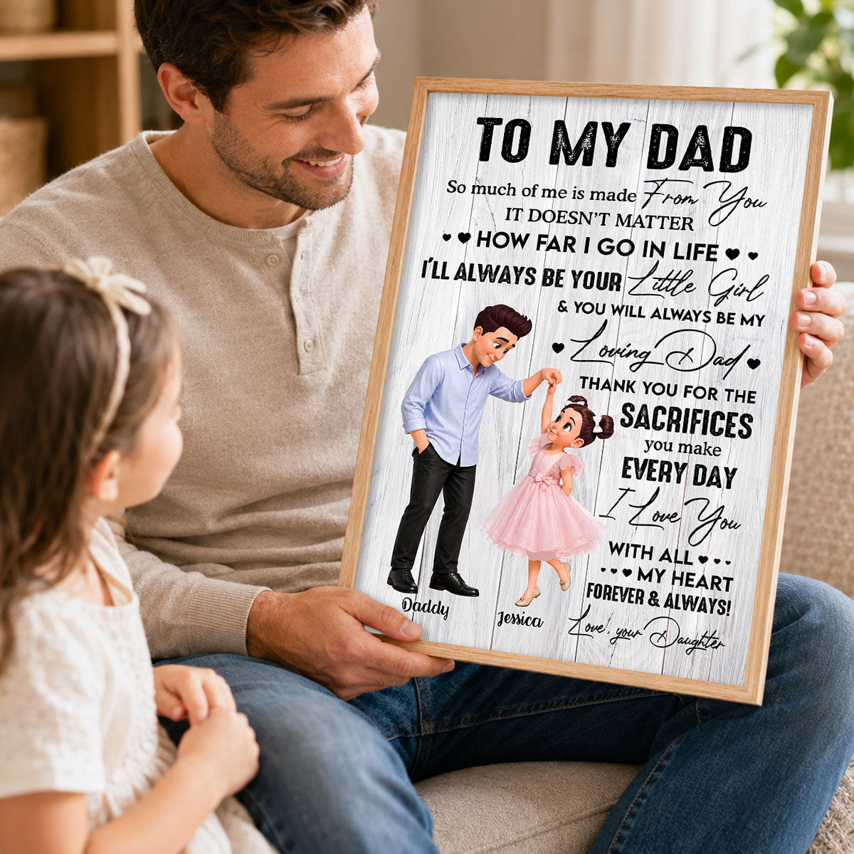To My Dad I'll Always Be Your Little Girl Dad And Daughter Dancing - Personalized Poster - Father's Day Gift For Dad, Husband