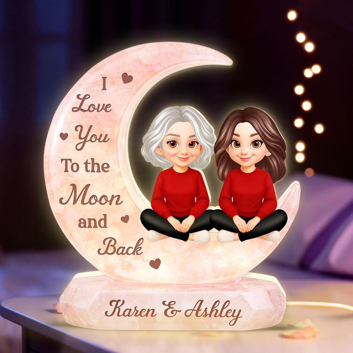 I Love You To The Moon Mom And Daughter - Personalized Light Box - Heartfelt Gift For Mom, Grandma
