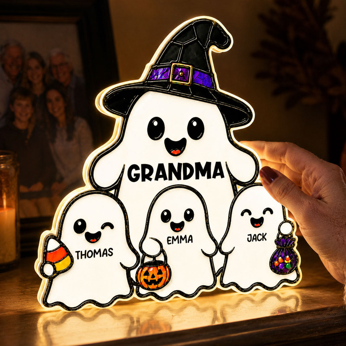 Whimsical Grandma's Boo Crew - Personalized Light Box - Halloween Decoration For Grandma