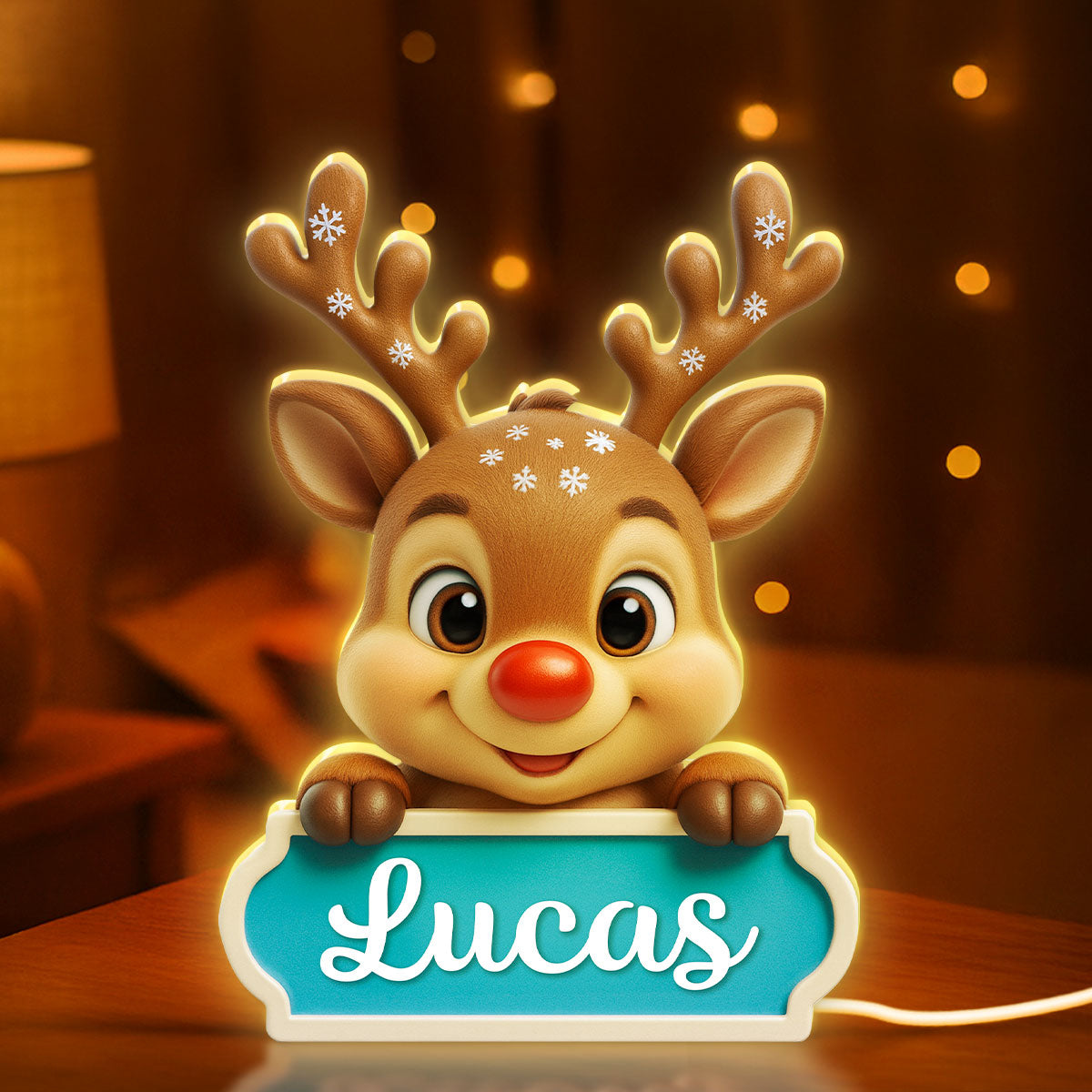 Baby Kid Reindeer Nursery Lamp - Personalized Light Box - Christmas Gift for Children, Grandchildren