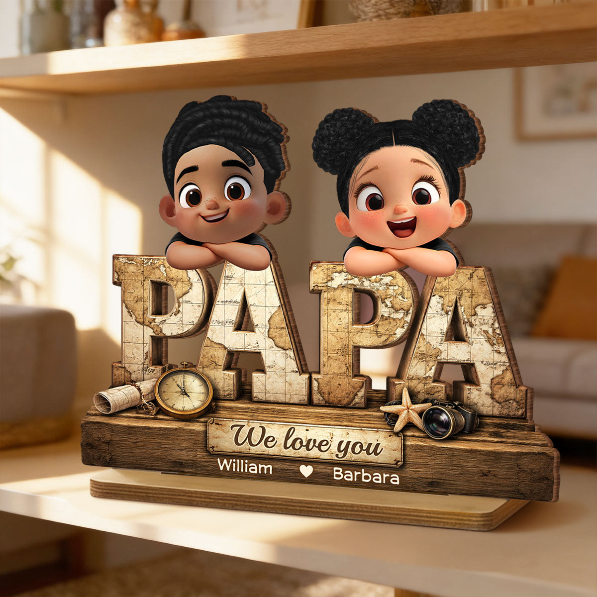 Papa We Love You - Personalized 2-Layered Wooden Plaque - Sentimental  Gift for Grandpa, Dad, Husband
