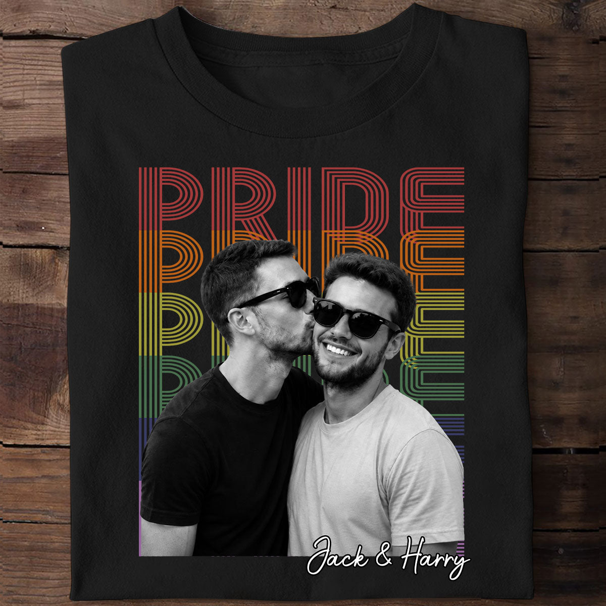 Retro Pride Bootleg Style LGBT+ Couple - Personalized Shirt - Gift For Couple, Happy Pride Month