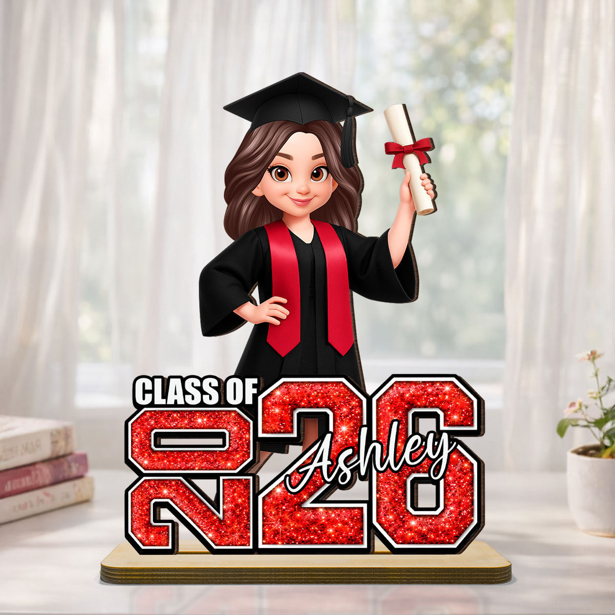 Senior Graduation Gift 2026 Glitter Effect - Personalized 2-Layered Wooden Plaque - Graduation Gift For Seniors, Daughter, Son, Grandkids
