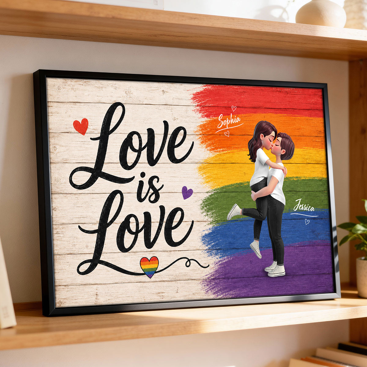 LGBT+ Couple Love Is Love - Personalized Poster - Gift For Couple, Happy Pride Month