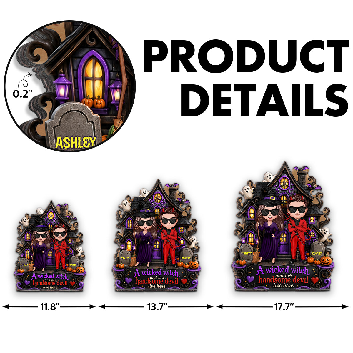 Halloween A Wicked Witch and Her Handsome Devil Live Here - Personalized Door Sign - Summerween Decor for Couples