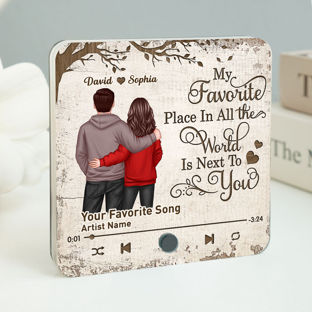 Favorite Place In The World Couple Standing Back View - Personalized Music Fridge Magnet - Heartfelt Gift For Couple, For Him, For Her, Husband, Wife