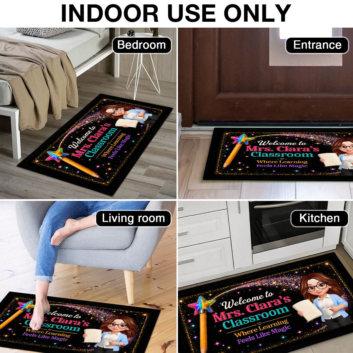 Teacher Classroom Where Learning Feels Like Magic - Personalized Doormat - Back To School Gift