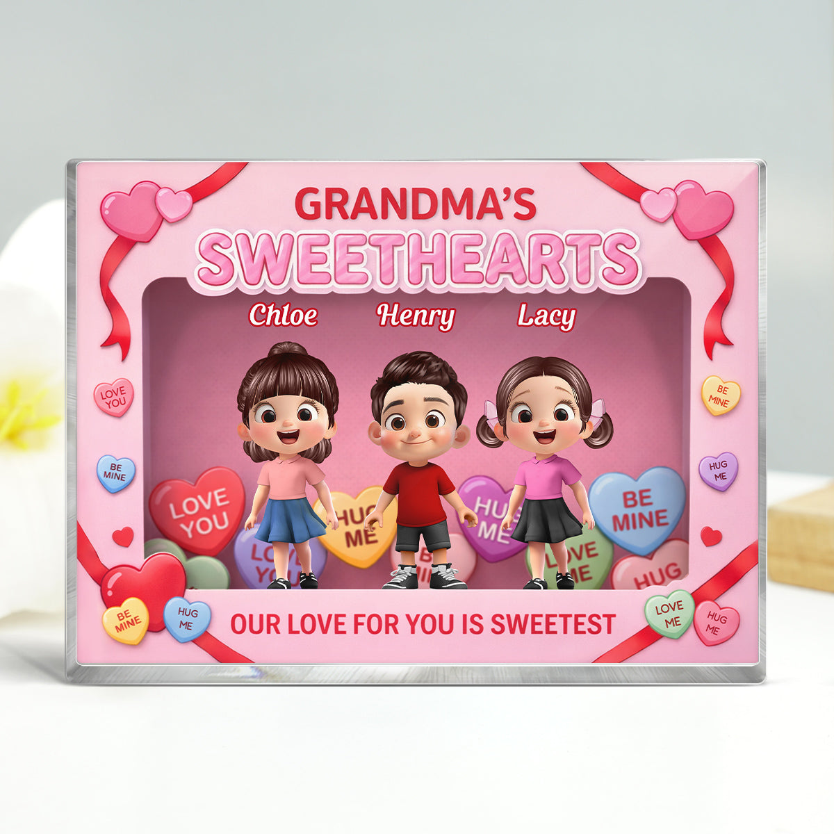 Grandma's Sweethearts Grandkids Toy Box Style 2D Flat - Personalized Acrylic Block Plaque