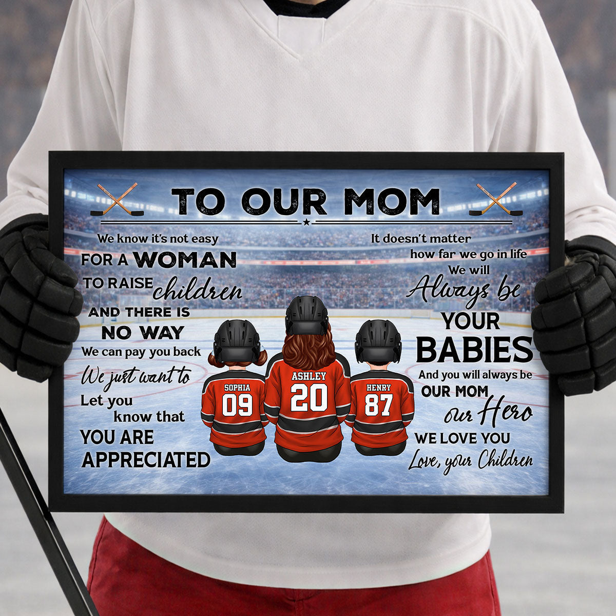 To Our Mom Hockey Kids Family - Personalized Poster - Heartfelt Gift For Hockey Mom, Gift For Wife