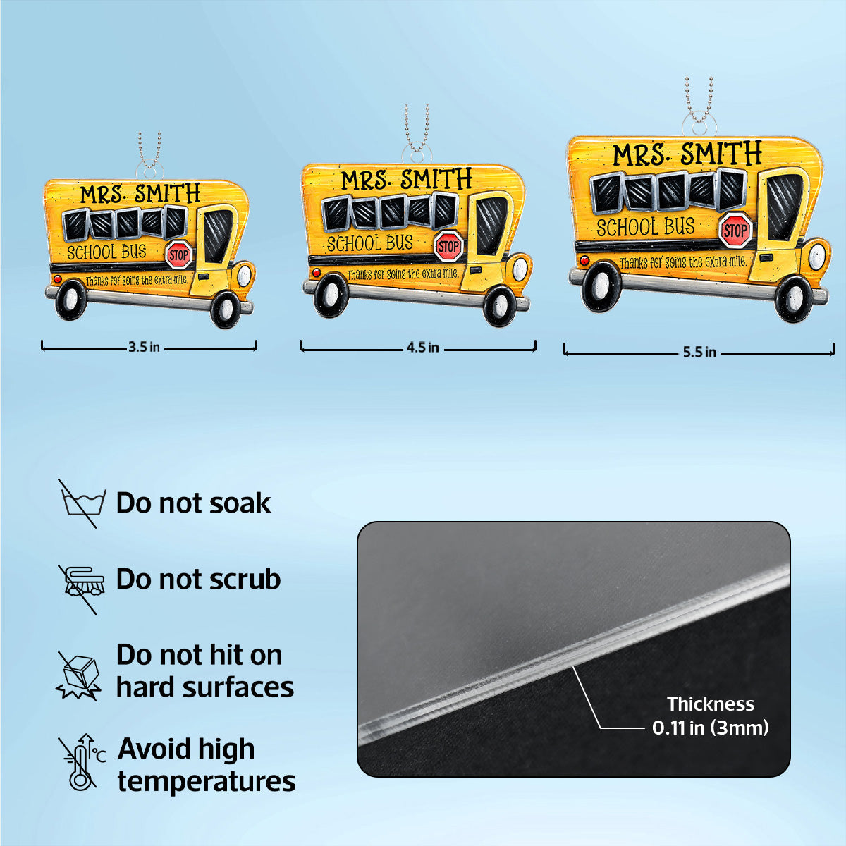 Thanks For Going The Extra Mile - Personalized Car Hanger Ornament - School Bus Staff, School Bus Driver Appreciation Gift