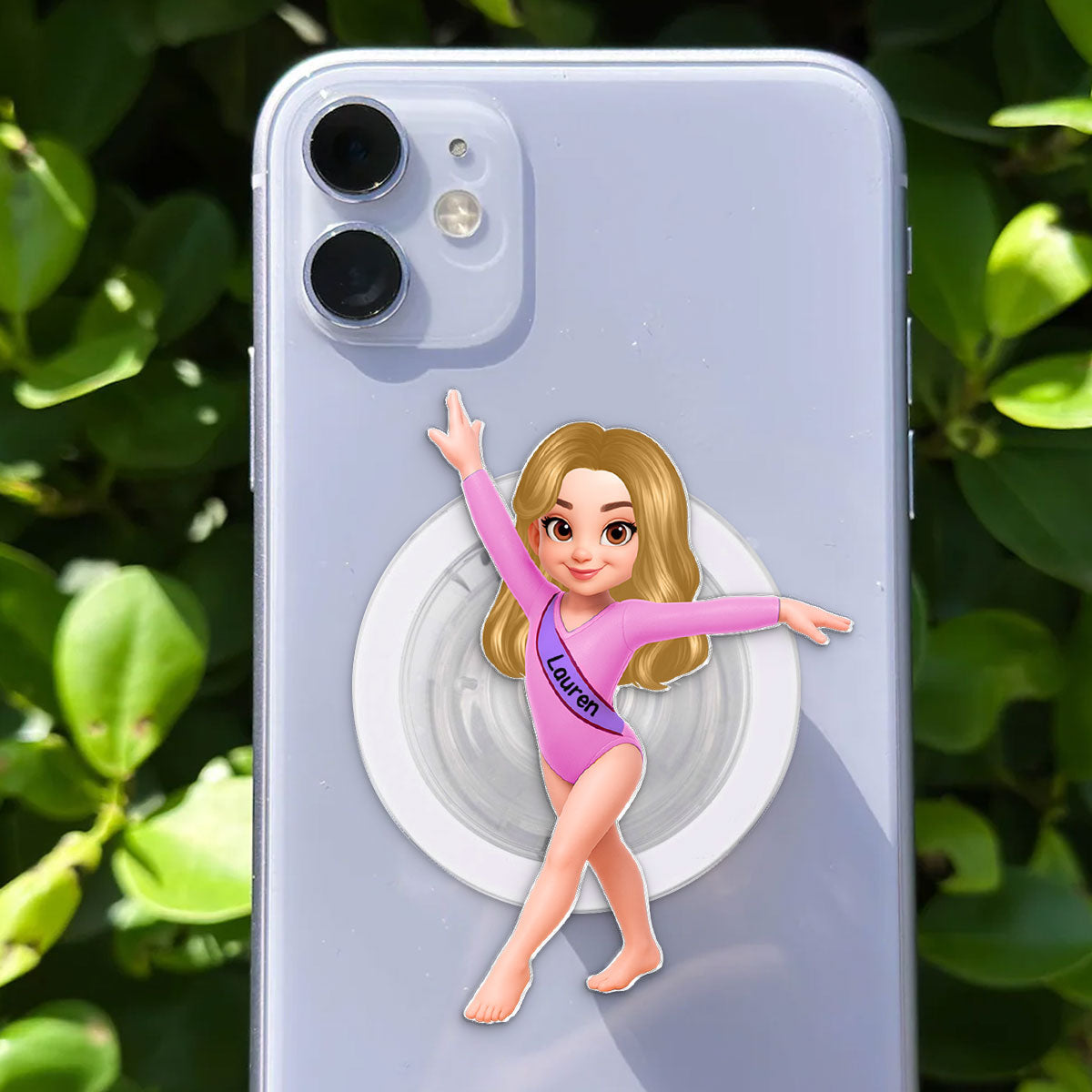 3D Effect Gymnastic Girl - Personalized Acrylic Magnetic Phone Grip - Gift For Daughter Granddaughter, Girlfriend
