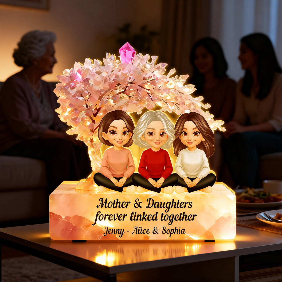 Mother And Daughter Forever Linked Together - Personalized Light Box - Heartfelt Gift For Mom, Grandma