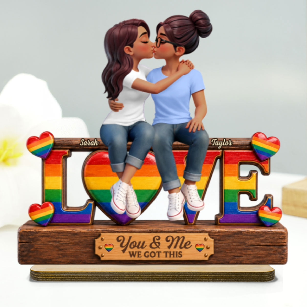 LGBT+ Couple Forever Love - Personalized 2-Layered Wooden Plaque - Gift For Couple, Happy Pride Month