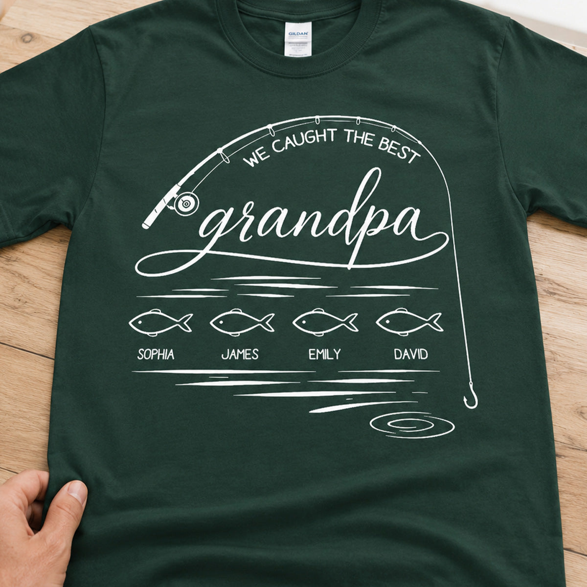 Fishing Dad Grandpa Best Catch Outline Style - Personalized Shirt