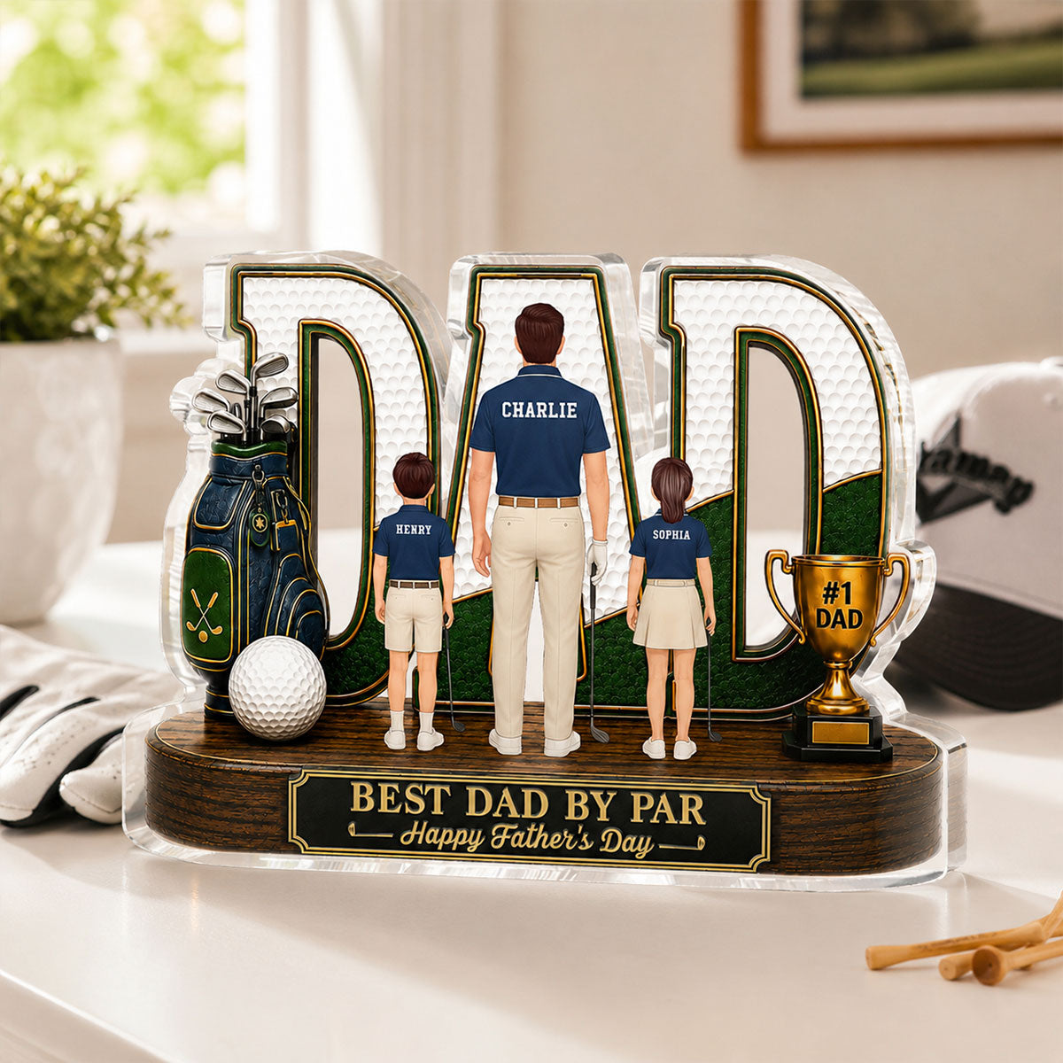 Golf Dad Legend Best Dad By Par - Personalized Acrylic Block Plaque - Unique Trending  Gift For Dad