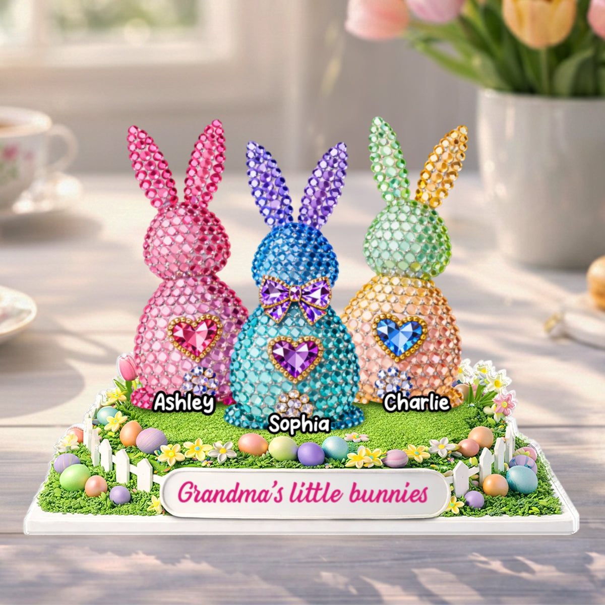 Grandma's Little Bunnies Easter - Personalized Acrylic Block Plaque - Sentimental Gift for Grandma