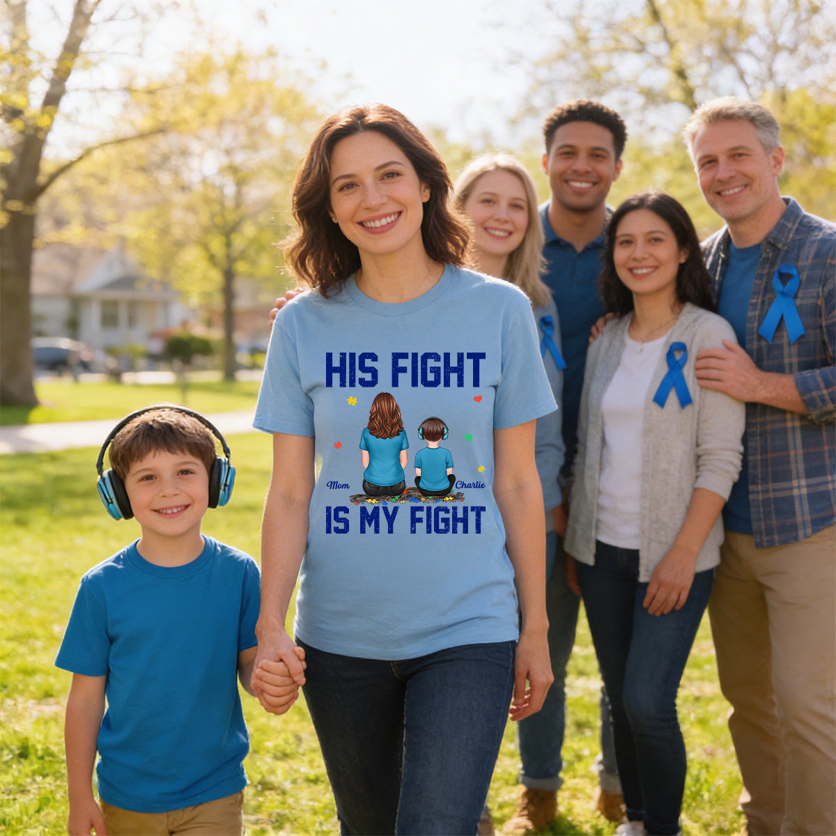 His Fight Is My Fight Autism Parent & Kid - Personalized Shirt - Autism Awareness Shirt