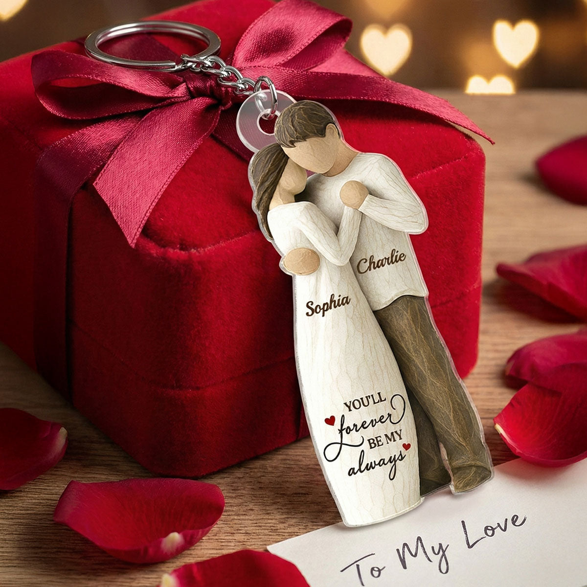 3D Effect Couple You Will Forever Be My Always - Personalized Acrylic Keychain - Gift For Him, Gift For Her