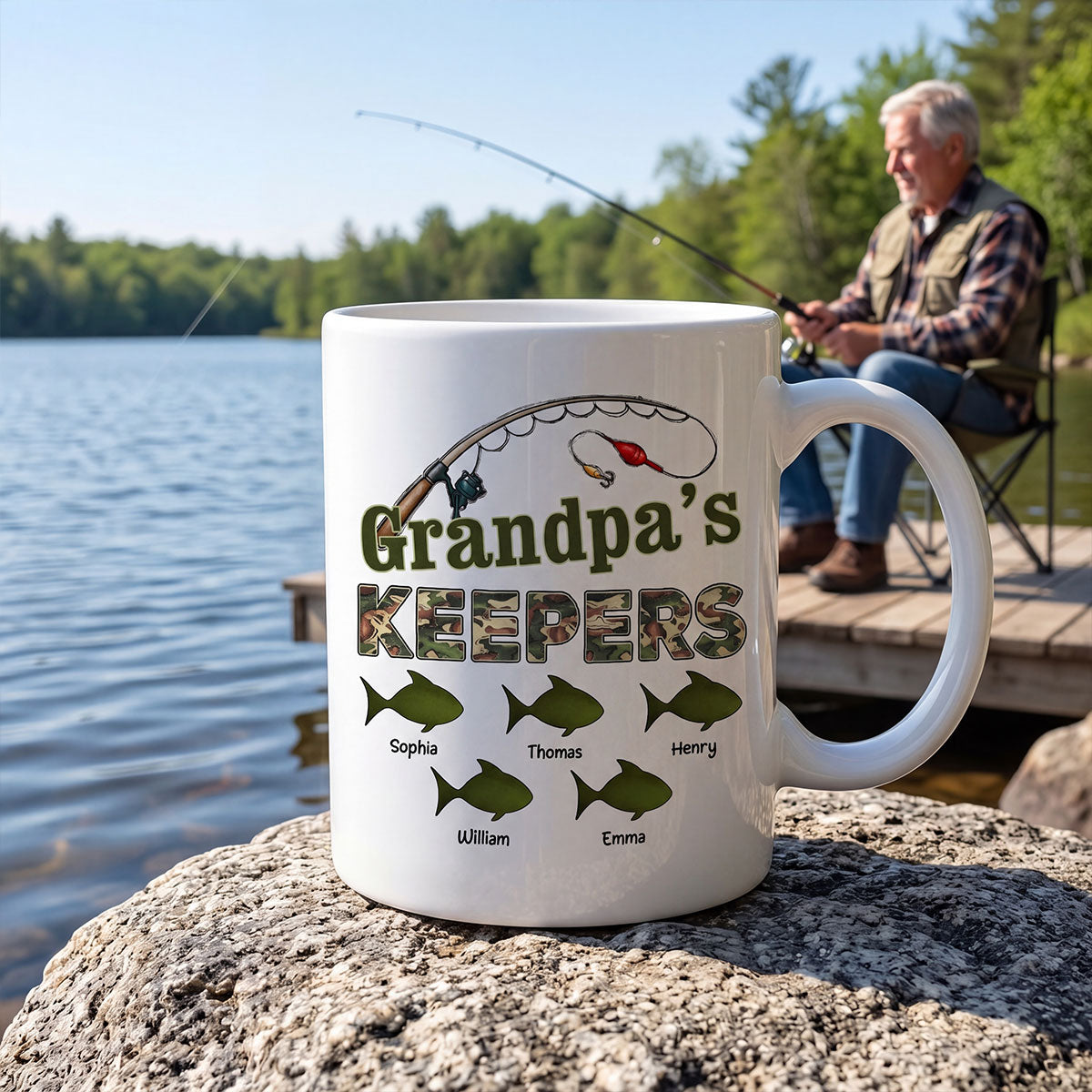Fishing Grandpa's Keepers - Personalized Mug - Father's Day Gift For Grandpa, Dad