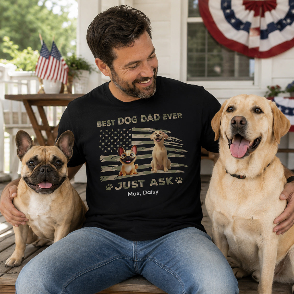Best Dog Dad Ever Nation Flag - Personalized Shirt - Father's Day Gift For Dog Dad, Patriotic 4th Of July Gift, USA 250th Anniversary