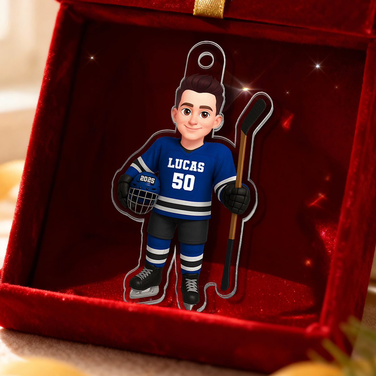 3D Effect Hockey Player - Personalized Acrylic Ornament - Christmas Gift For Hockey Players, Hockey Team