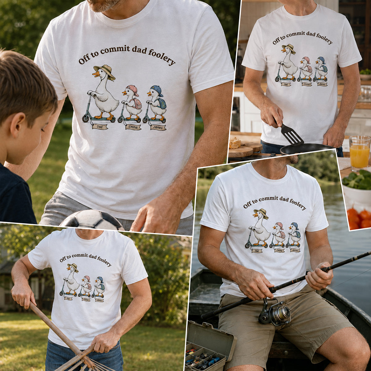 Off To Commit Dad Foolery Silly Goose Dad & Kids - Personalized Shirt - Funny Father's Day Shirt For Husband