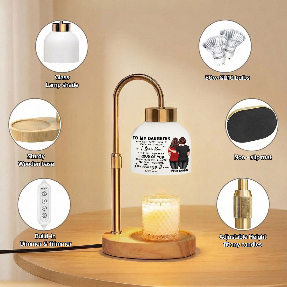 To My Daughter From Mom - Personalized Candle Warmer Lamp - Heartfelt Gift For Daughter