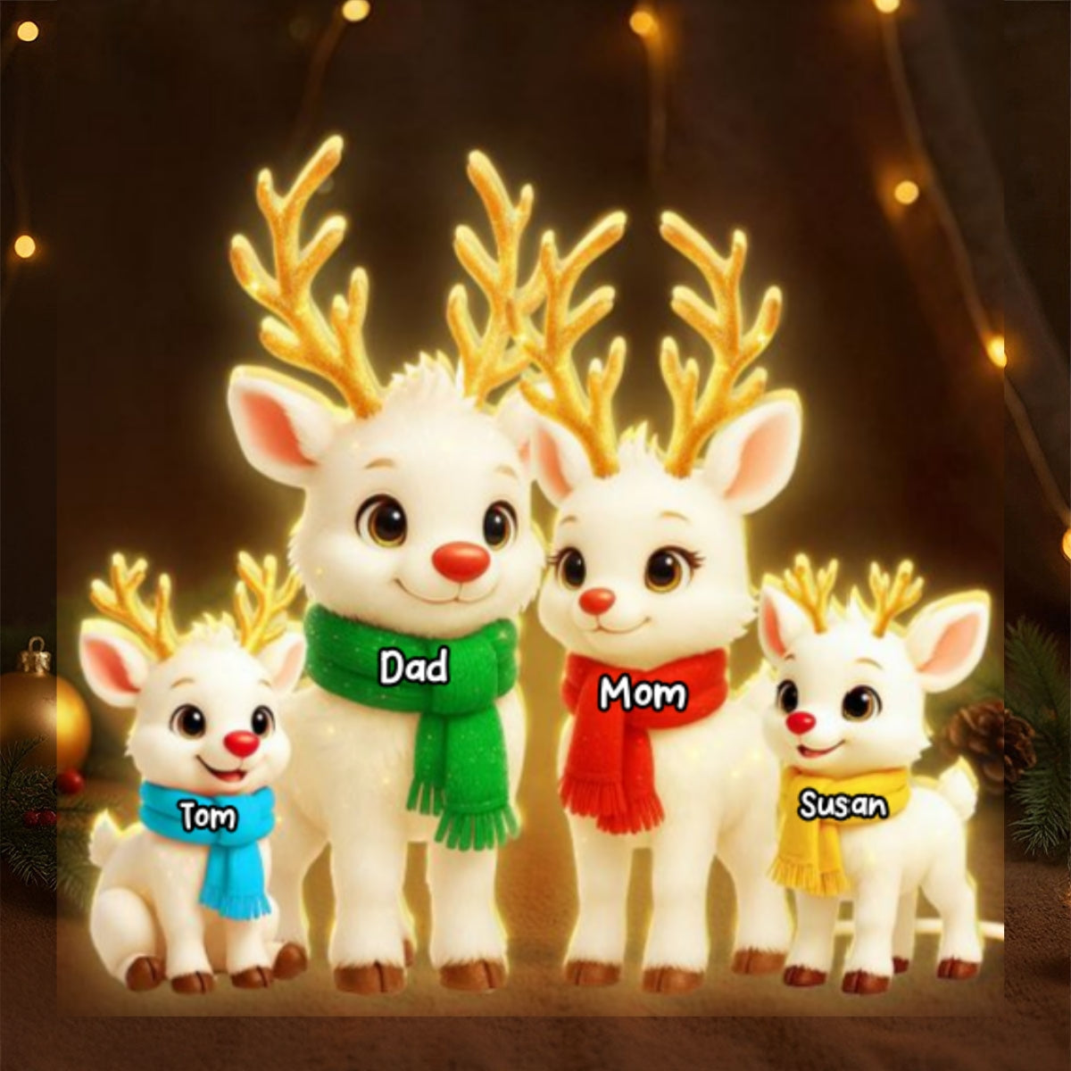 Festive Reindeer Family Members - Personalized Light Box - Christmas Decor for Family