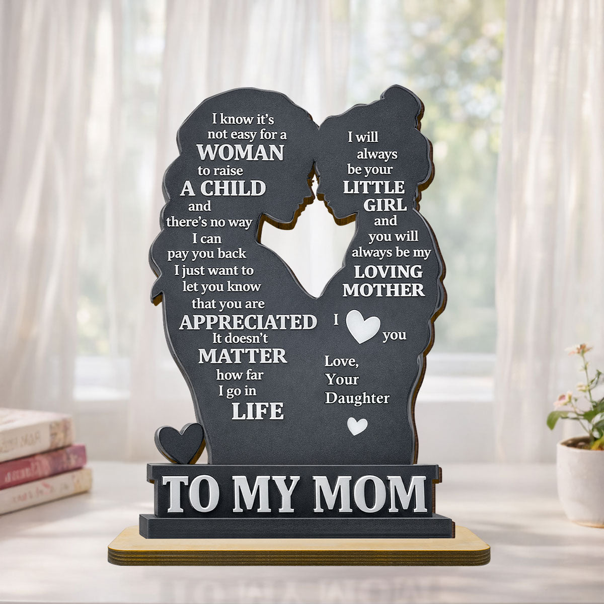 To My Mom - Personalized 2-Layered Wooden Plaque - Heartfelt Gift For Mom, Grandma