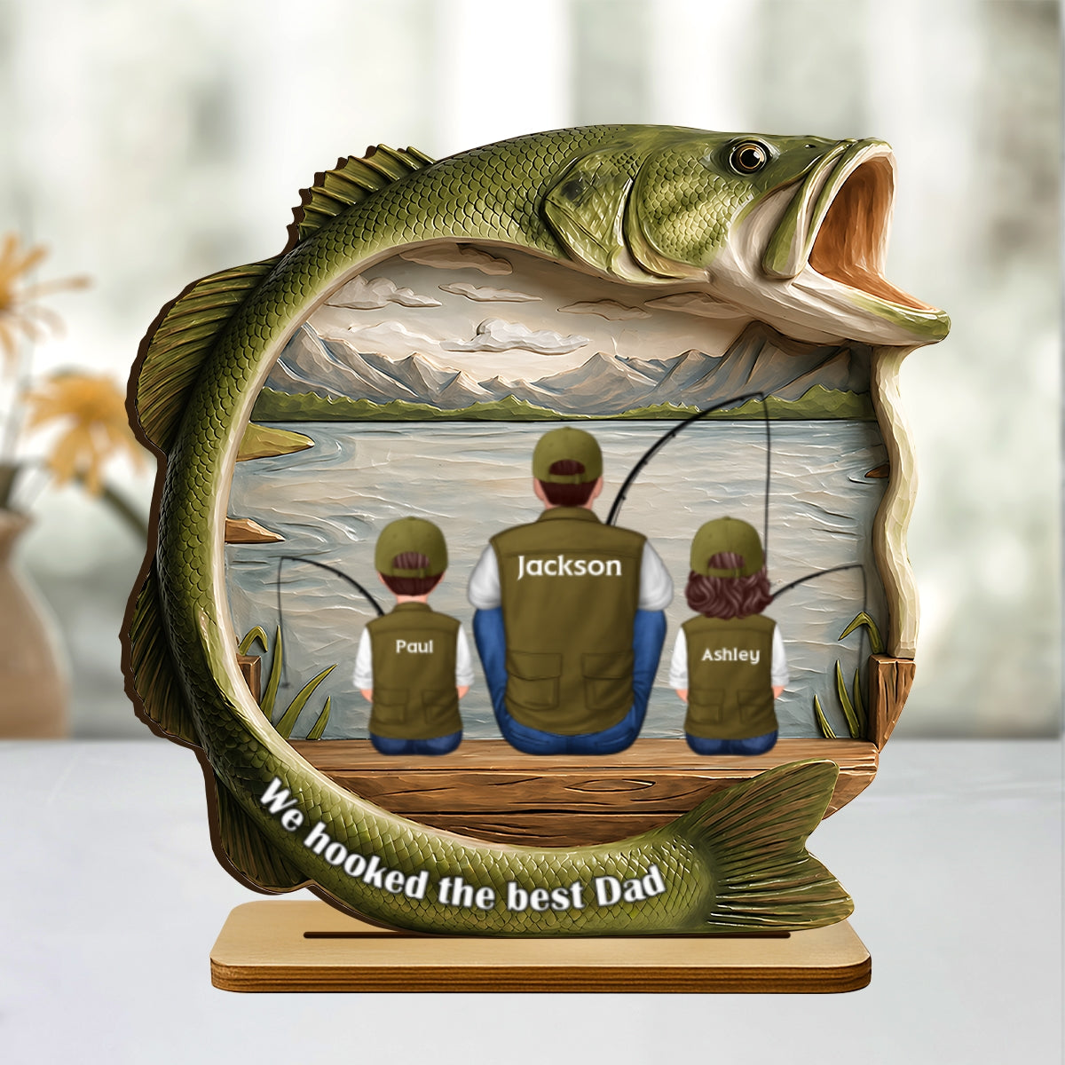 Best Catch Ever Dad Fishing - Personalized 2-Layered Wooden Plaque - Heartfelt Gift For Fishing Dad, Gift For Husband