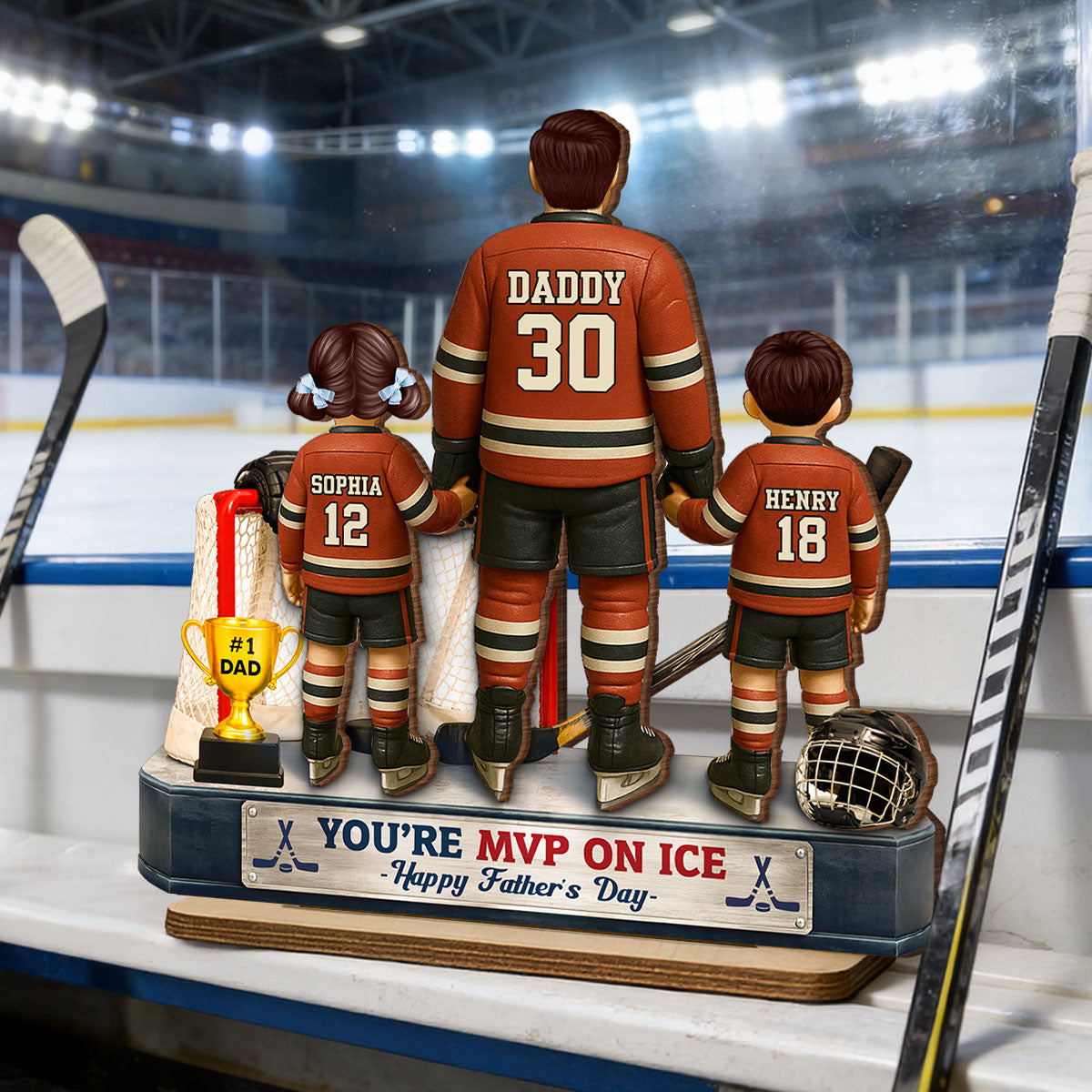 You're MVP On Ice Hockey Dad - Personalized 2-Layered Wooden Plaque - Gift For Hockey Dad, Gift For Husband