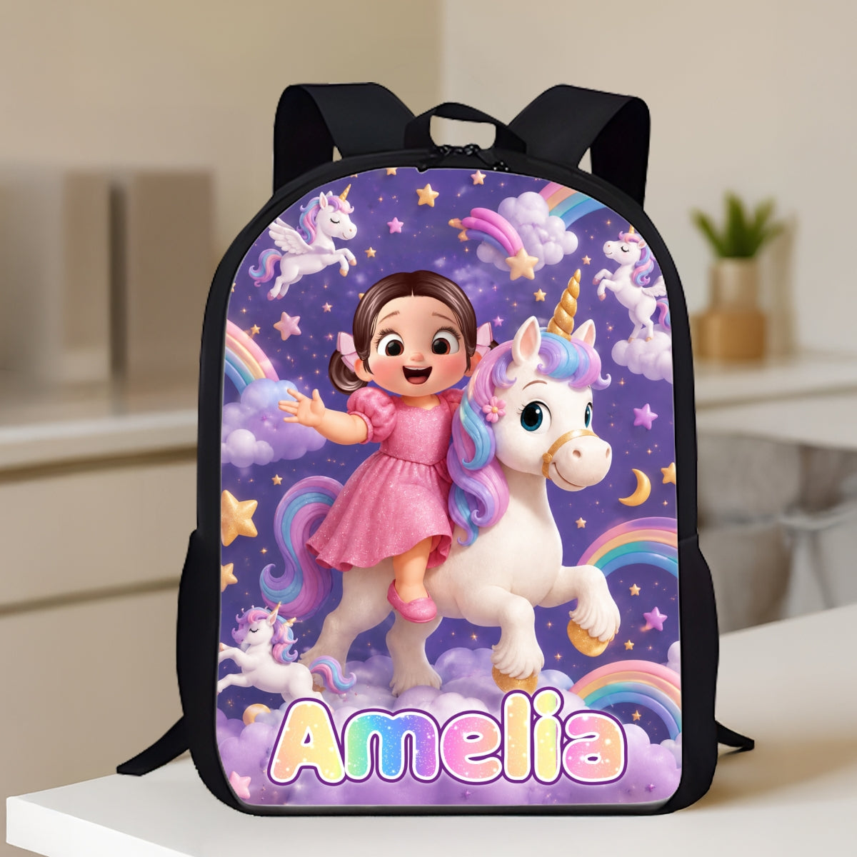 Unicorn Trendy Design for Girls - Personalized Backpack - Back to School Gift for Daughter, Granddaughter