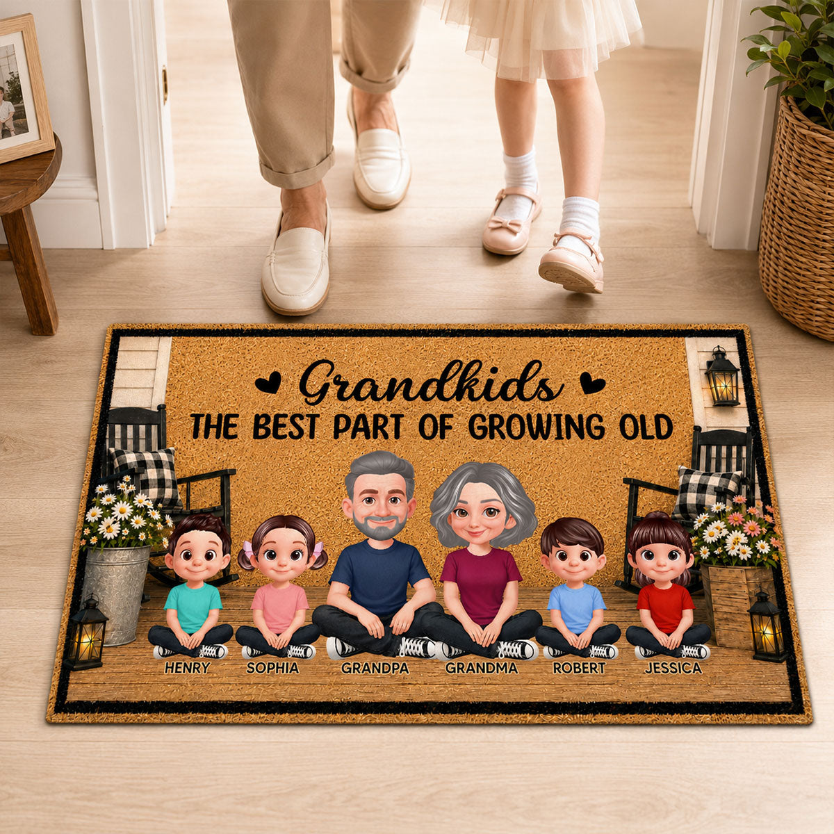 Grandpa Grandma House Porch Grandkids Best Part Of Growing Old - Personalized Doormat - Gift For Grandparents, Spring Summer Decoration