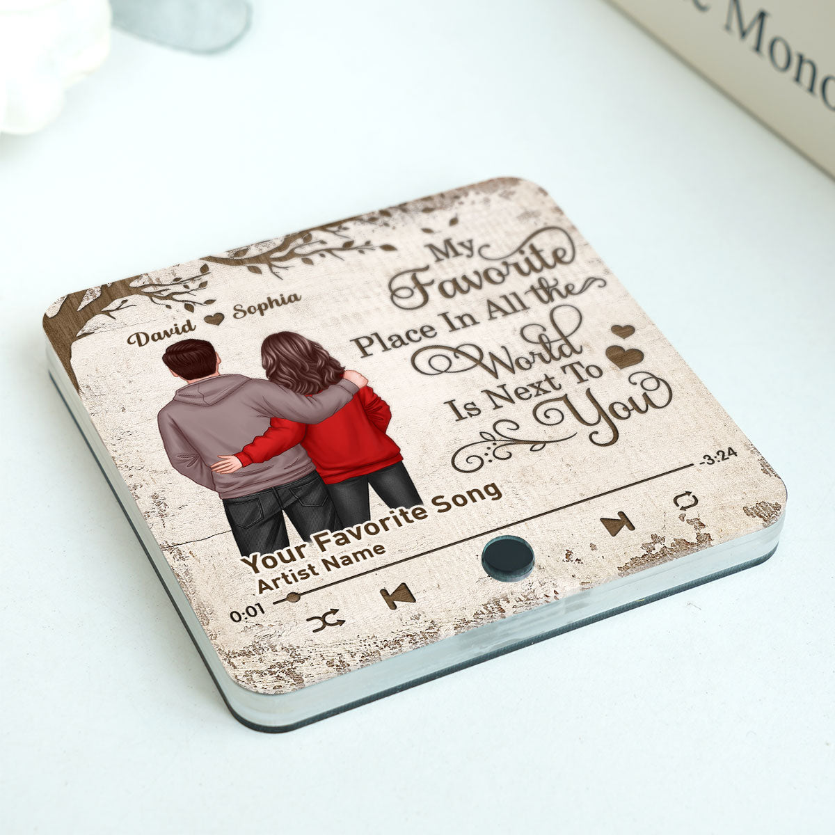 Favorite Place In The World Couple Standing Back View - Personalized Music Fridge Magnet - Heartfelt Gift For Couple, For Him, For Her, Husband, Wife