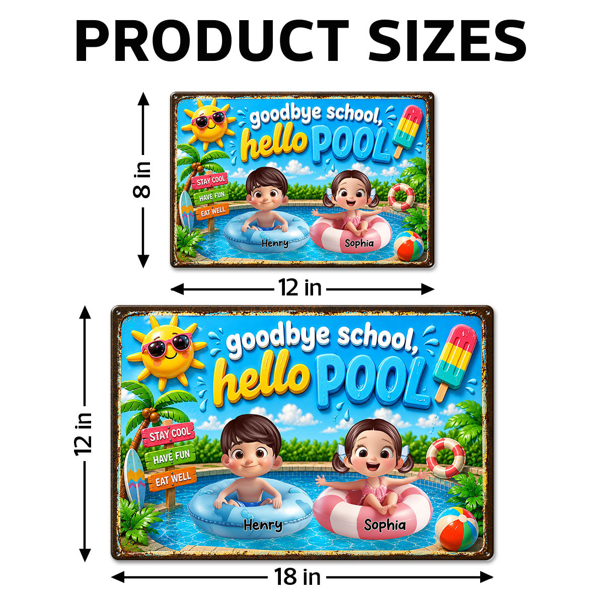 Goodbye School Hello Summer - Personalized Metal Sign - Summer Decorations